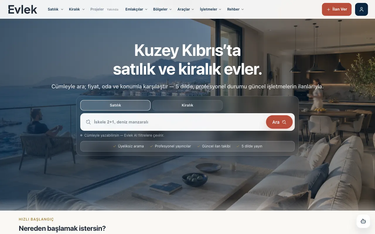 Evlek natural-language property search over a Northern Cyprus home