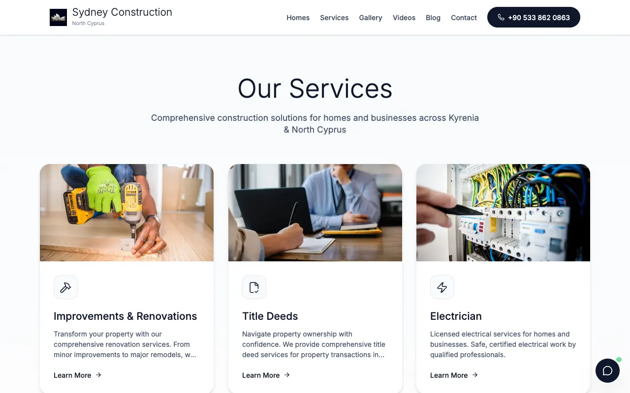 Sydney Construction renovation and building service cards